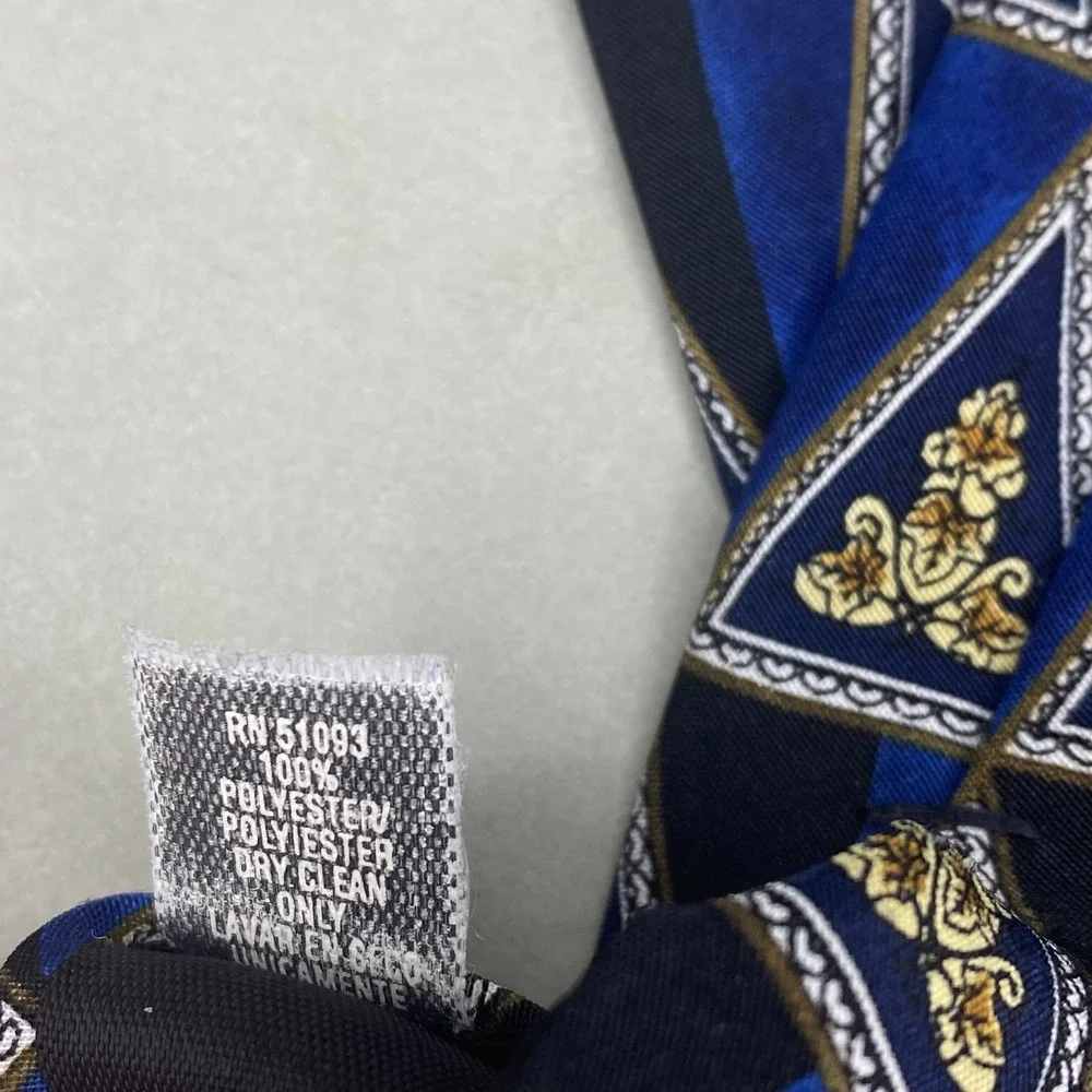 VTG Towncraft Necktie Mens Blue Black Geometric Crest Professional‎ 57x4
